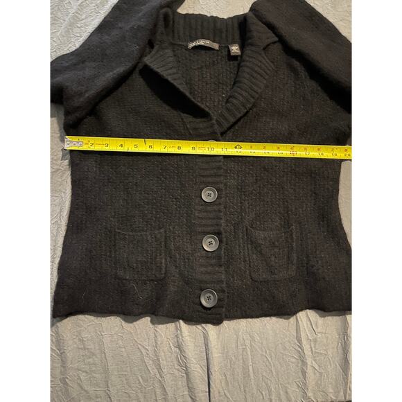 Lord & Taylor 100% Two-Ply Cashmere Cardigan Sweater Black XL Soft - Picture 5 of 7